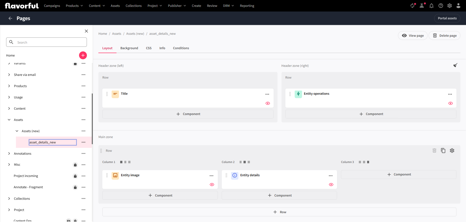 custom asset details page